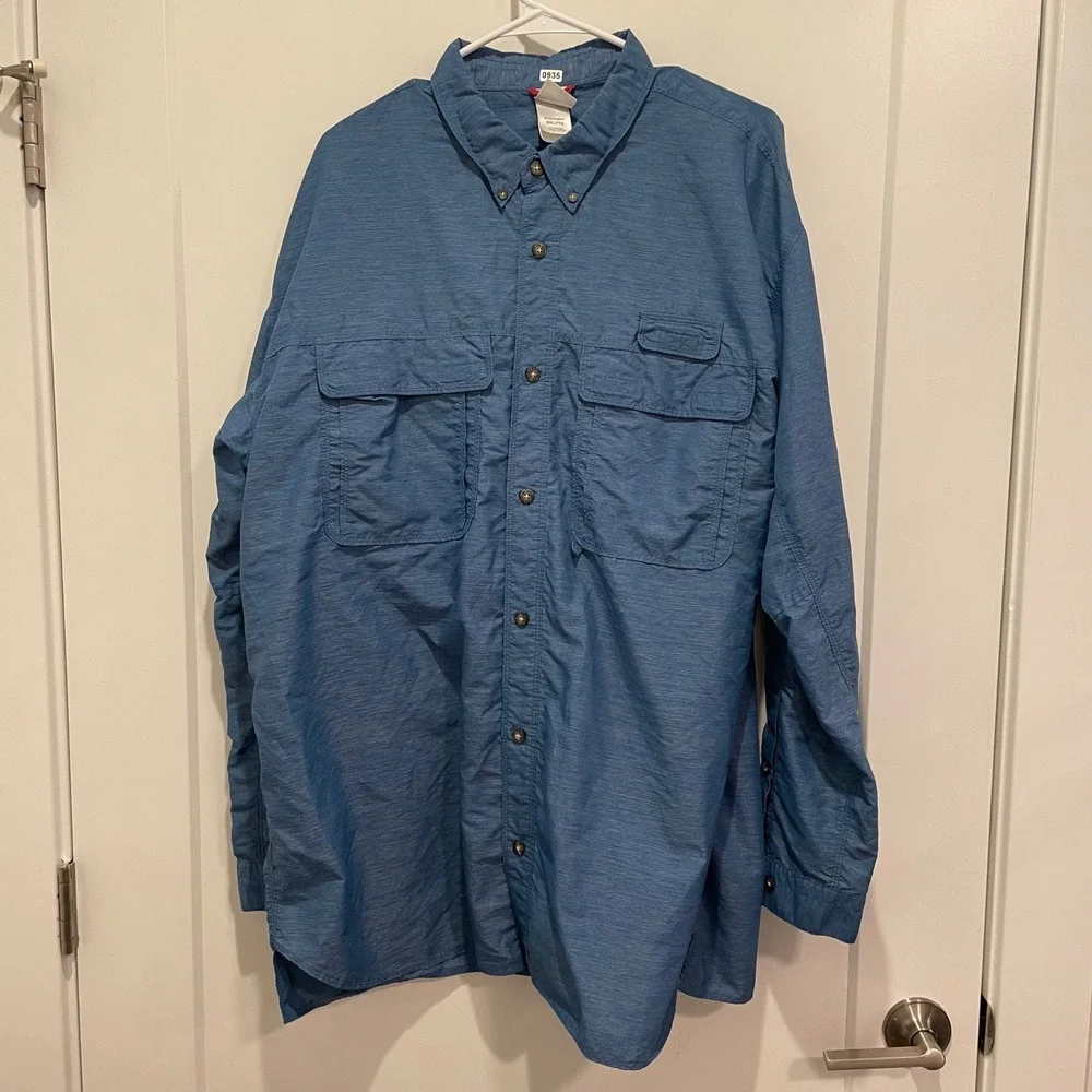 The North Face Mens XXL Blue Long Sleeve Fishing Shirt Ventilated Hiking Outdoor